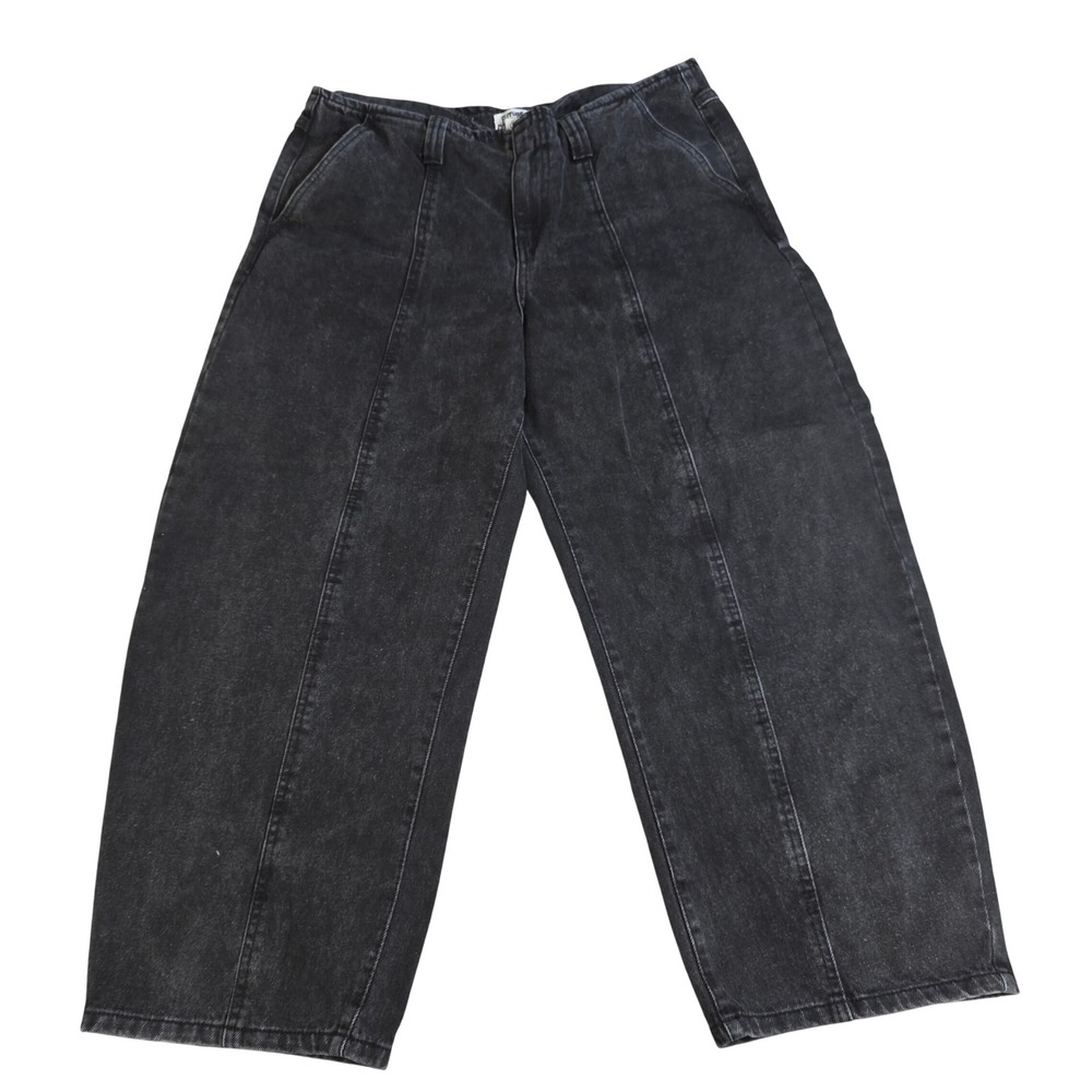 Future Collective Womens Wide Leg High Rise Seam Front Jeans Black Size 12